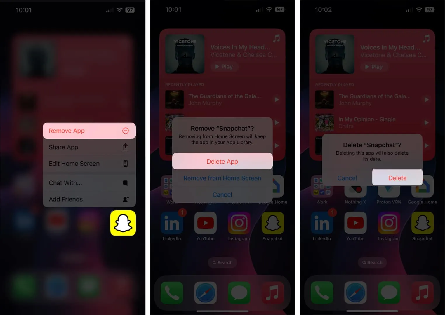 Supprimer l'application Snapchat de votre iPhone