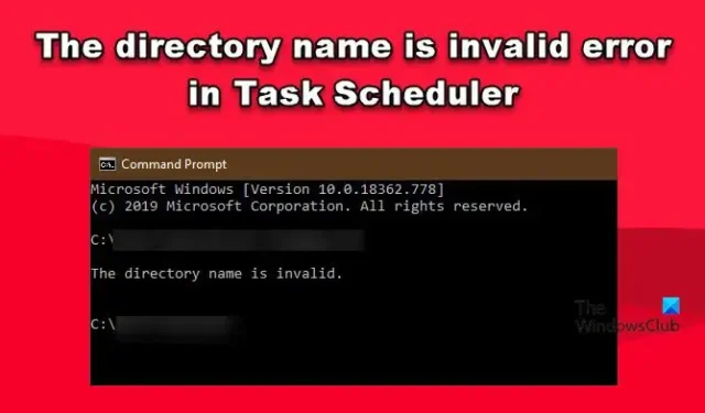 Il nome della directory è un errore non valido nell’Utilità di pianificazione