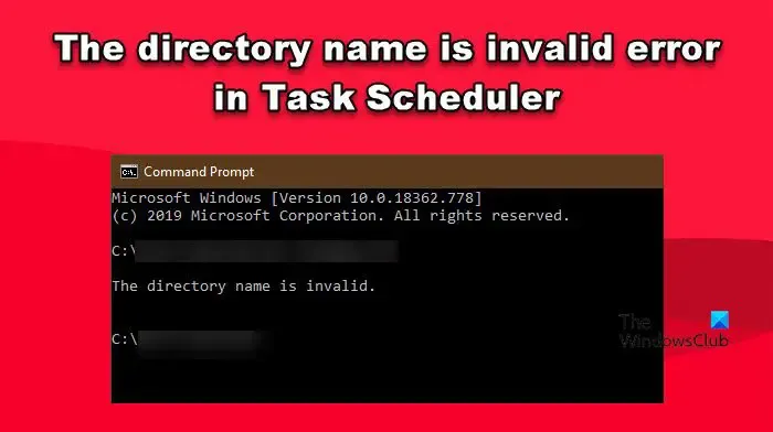 Il nome della directory è un errore non valido nell'Utilità di pianificazione