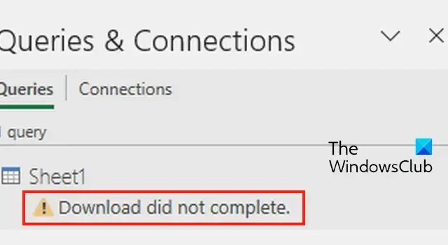 Behebung des Fehlers „Download konnte nicht abgeschlossen werden“ in Excel