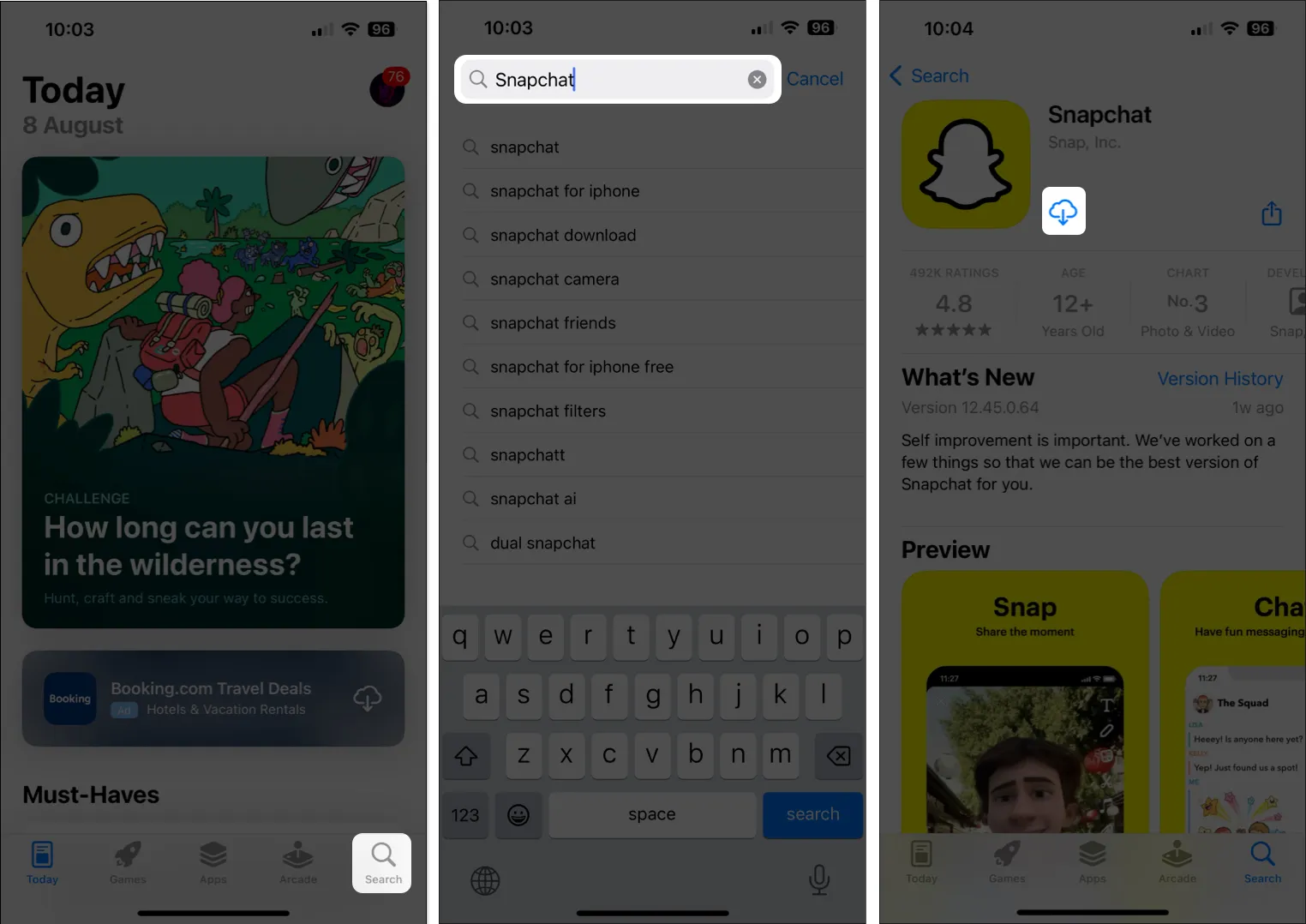 Download Snapchat uit de app store op de iPhone