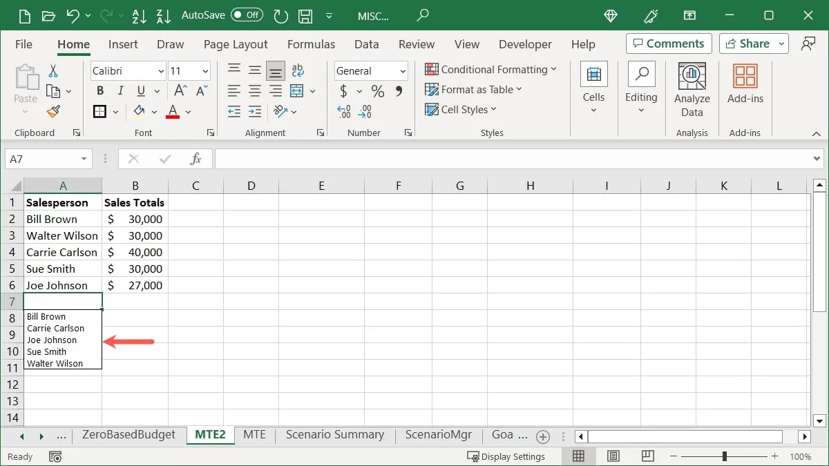 Elenco a discesa in Excel