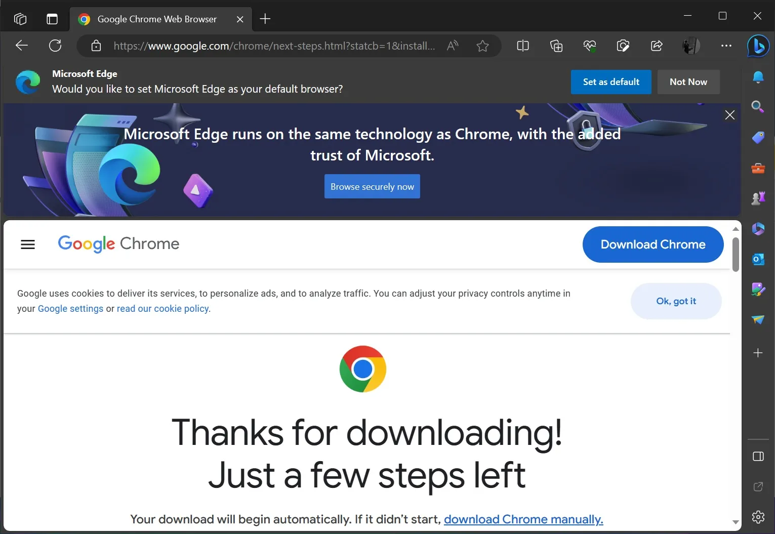 Edge s'oppose à Chrome