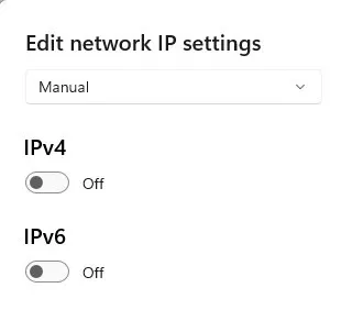 Auswahl der Option IPv4 in
