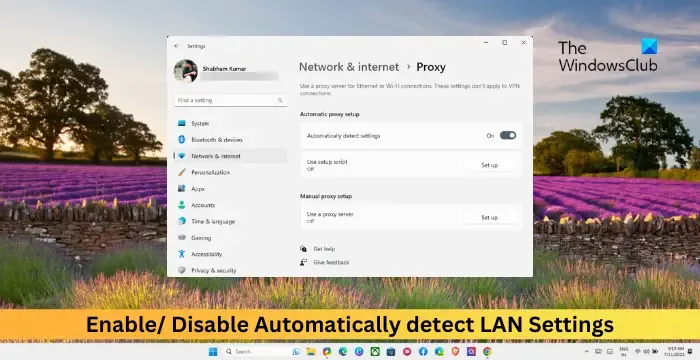 Ativar Desativar Detectar automaticamente as configurações da LAN