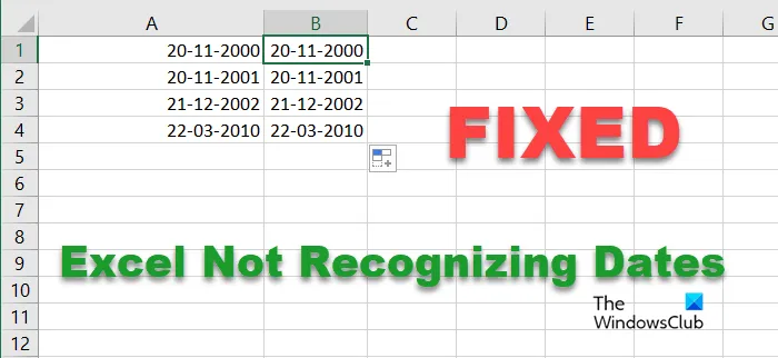 Excel não reconhecendo datas