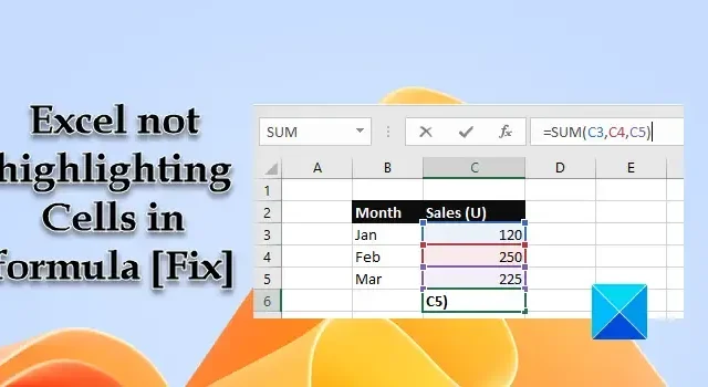 Excel não destacando células na fórmula [Fix]
