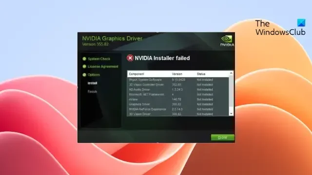 Correggi l’errore di installazione di NVIDIA non riuscito su computer Windows