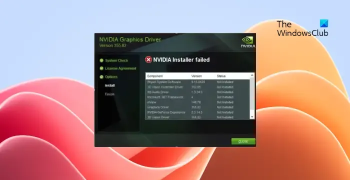 Correggi l'errore di installazione di NVIDIA non riuscito su computer Windows