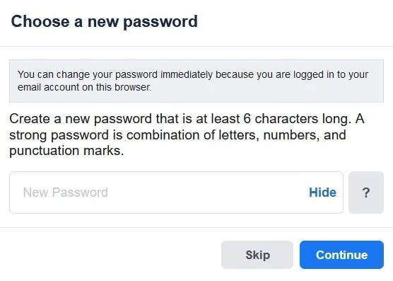 新しいパスワードを入力すると、