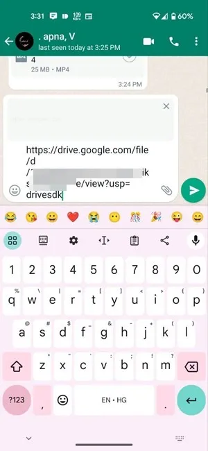 Whatsapp video di Google Drive