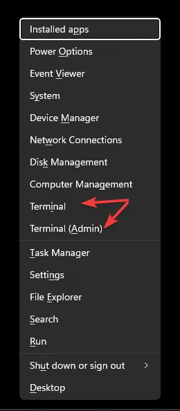 Terminal lub administrator terminala otwierają system Windows 11