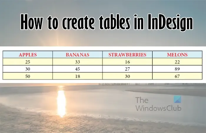 Cómo crear tablas en InDesign -