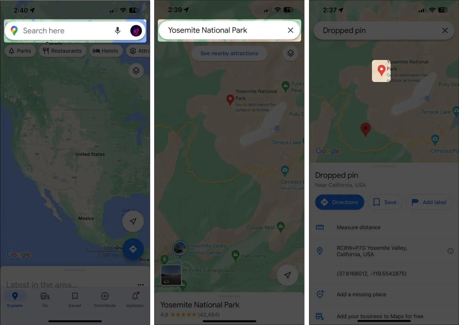 Cómo colocar un pin en Google Maps en iPhone