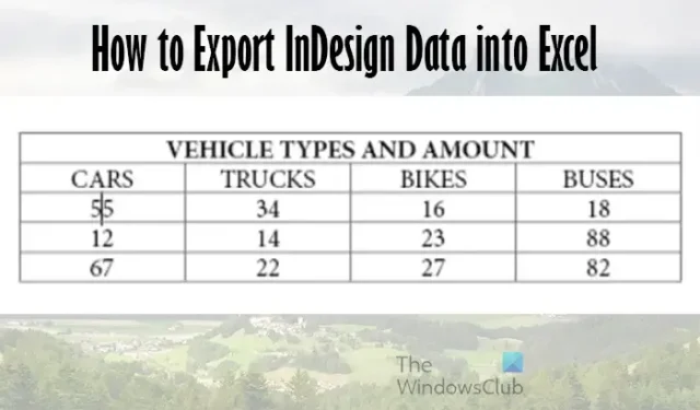 InDesign ファイルを Excel にエクスポートする方法