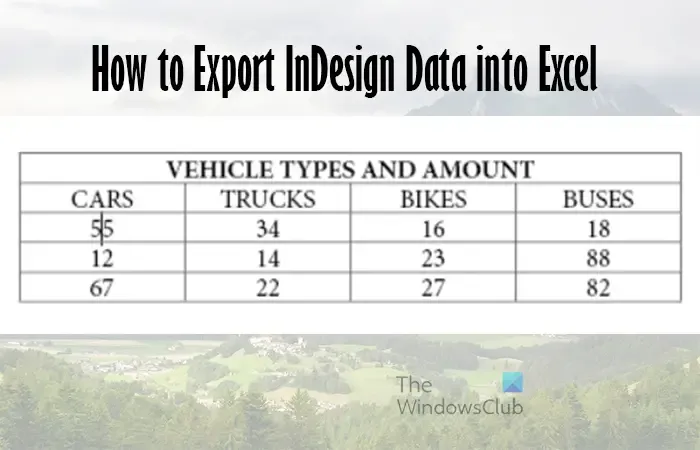 InDesign ファイルを Excel にエクスポートする方法