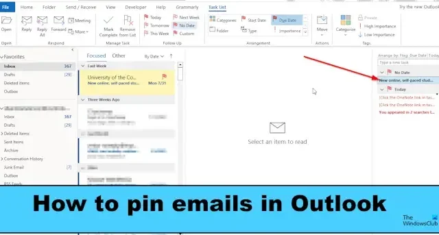 Cómo anclar correos electrónicos en Outlook