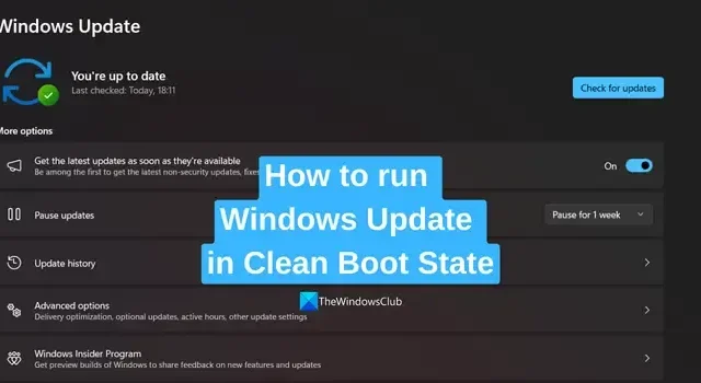 Windows Update uitvoeren in schone opstartstatus