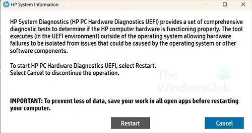 Utilitário de eventos do sistema HP - HP Sys Info - Executar diagnóstico do sistema