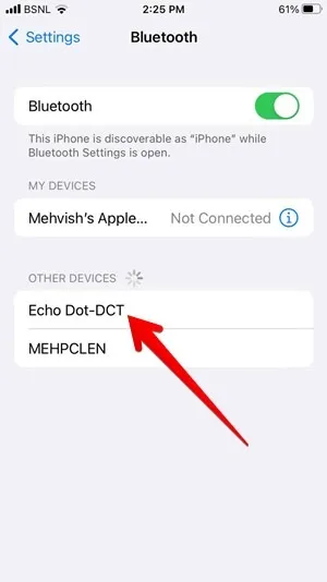 Sélectionnez votre appareil en Bluetooth sur iPhone