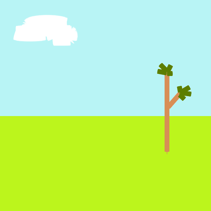 Nube de animación Krita pasando por un árbol