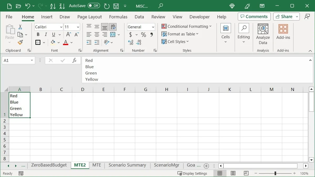 Sauts de ligne dans Excel