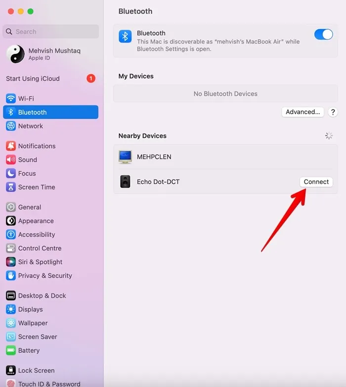 Conecte seu dispositivo Echo no Mac