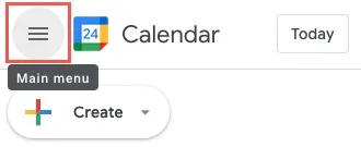 Hauptmenüsymbol in Google Kalender