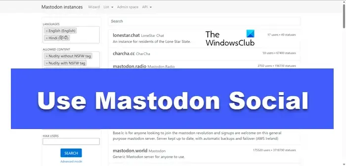 utiliser Mastodon Social