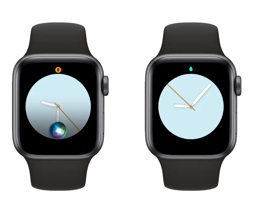 Icone del microfono e delle gocce d'acqua su Apple Watch