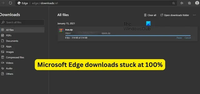Downloads do Microsoft Edge travados em 100% [Corrigir]
