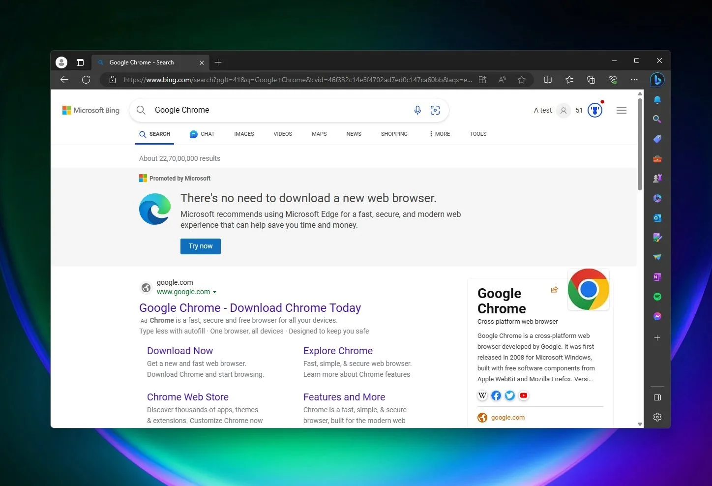 Microsoft Edge s'exprime contre Chrome