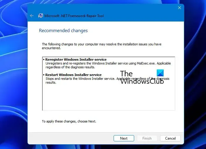 Outil de réparation de Microsoft .NET Framework