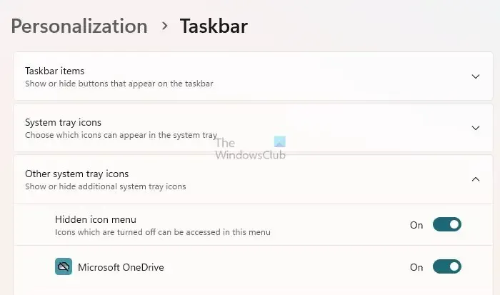 Microsoft OneDrive システム トレイ