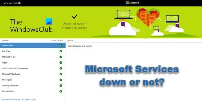 Los servicios de Microsoft están inactivos o no