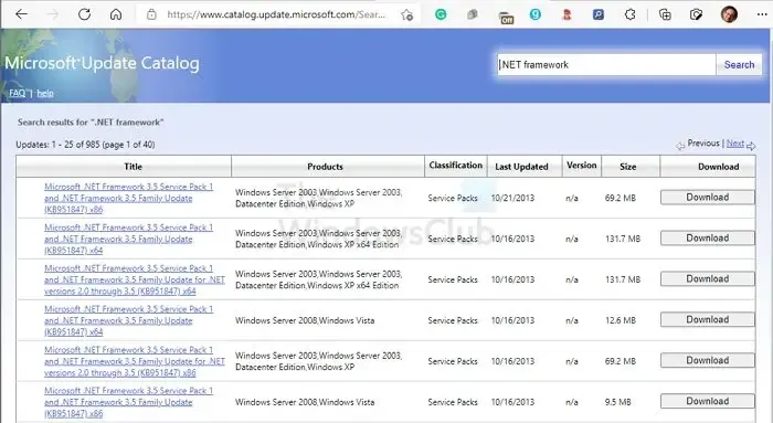 Catálogo de atualização da Microsoft