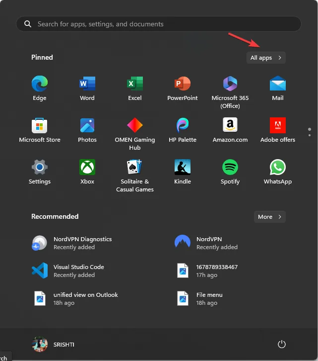 Tutte le app: apri Terminale su Windows 11