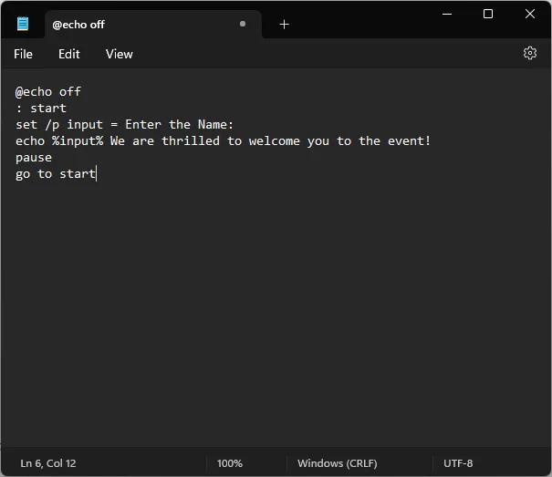 Les commandes Notepad_user inpiut créent un fichier batch Windows11