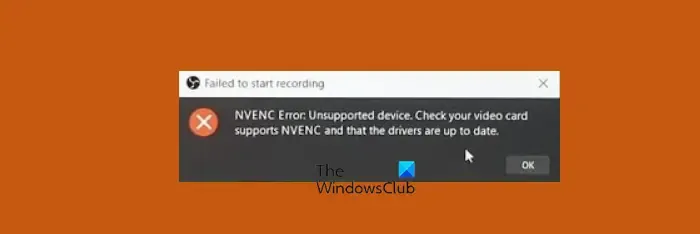 Errore OBS Studio NVENC su PC