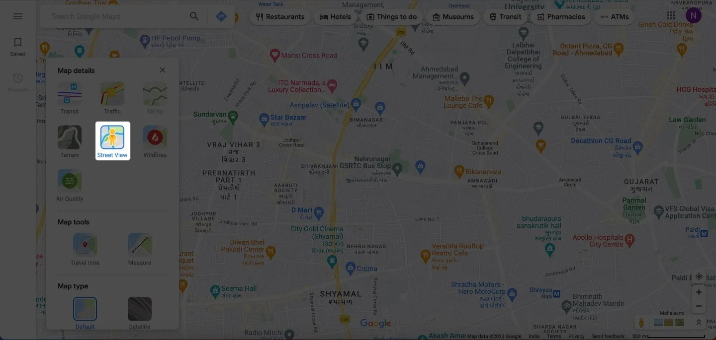 Open Street View in lagen in Google Maps