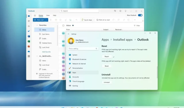 Como redefinir o novo aplicativo Outlook (não está funcionando) no Windows 11