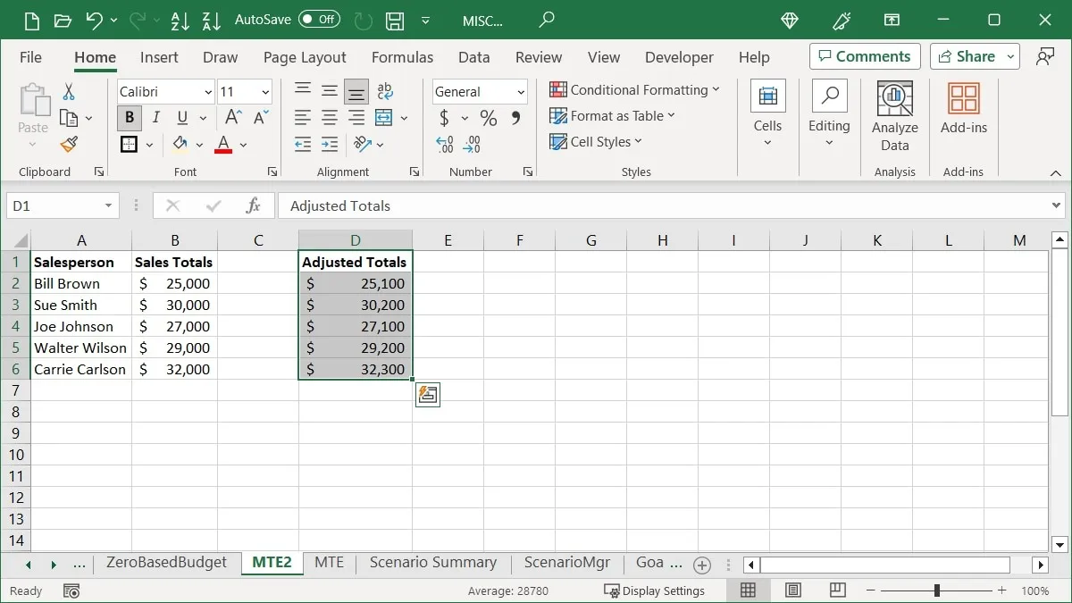 在 Excel 中使用選擇性粘貼添加的值