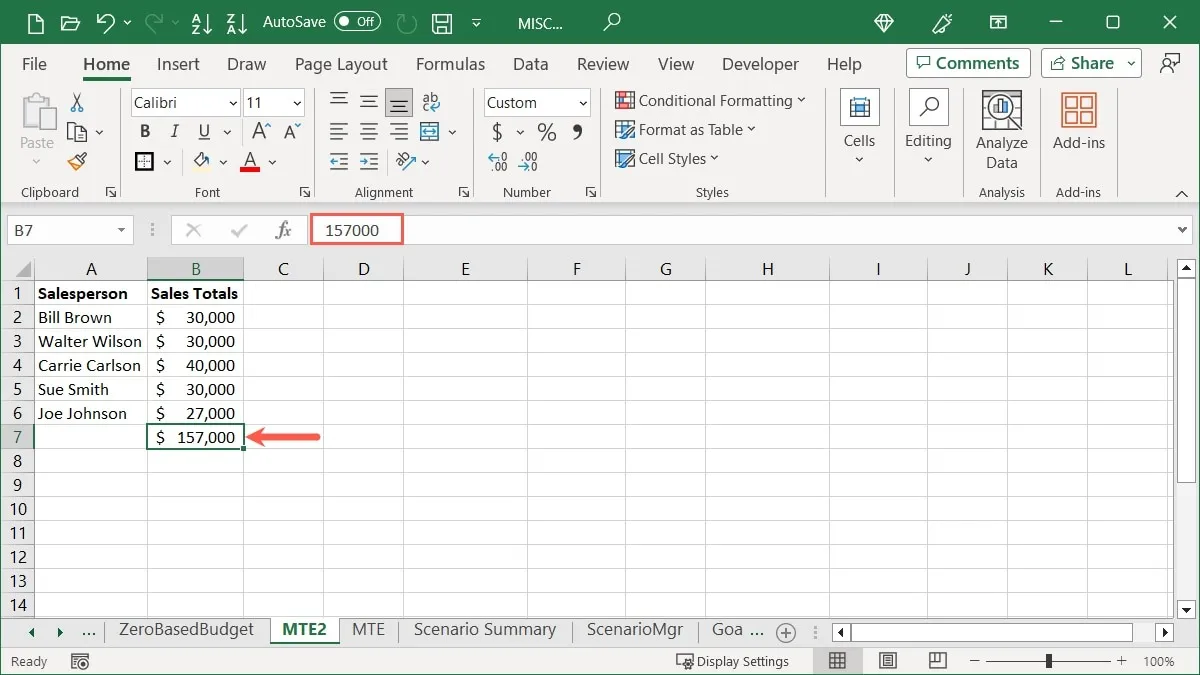 Valore statico incollato in Excel