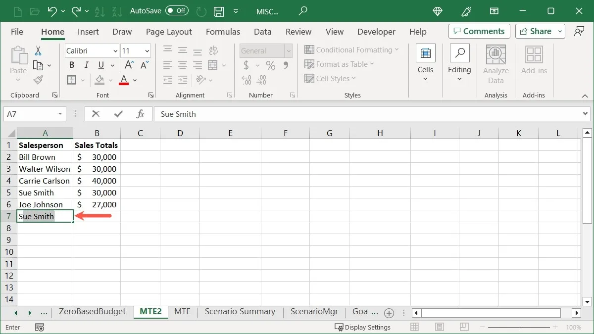 Empfohlene Dateneingabe in Excel