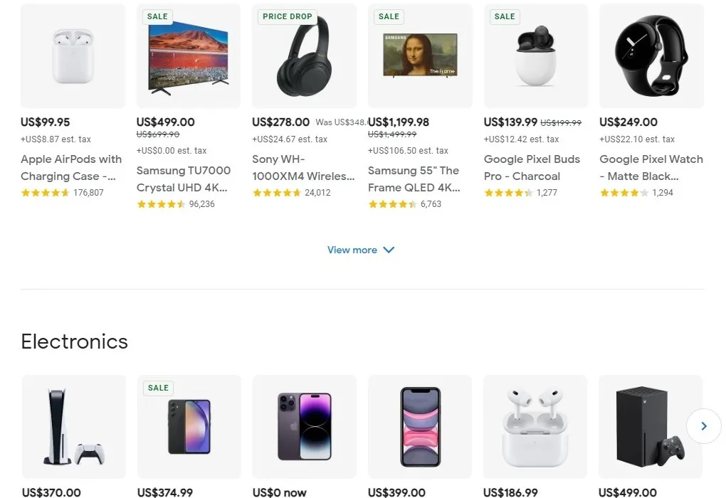 Sitios web de comparación de precios Google Shopping