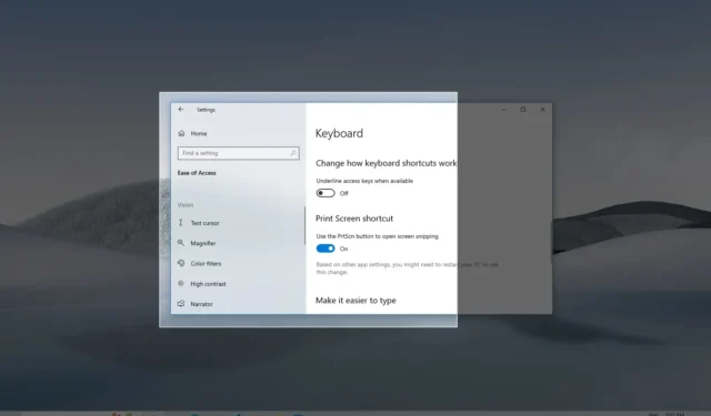 Come impostare il tasto Print Screen per lo screenshot con Snip & Sketch su Windows 10