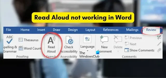 Die Vorlesefunktion funktioniert in Microsoft Word nicht [Fix]