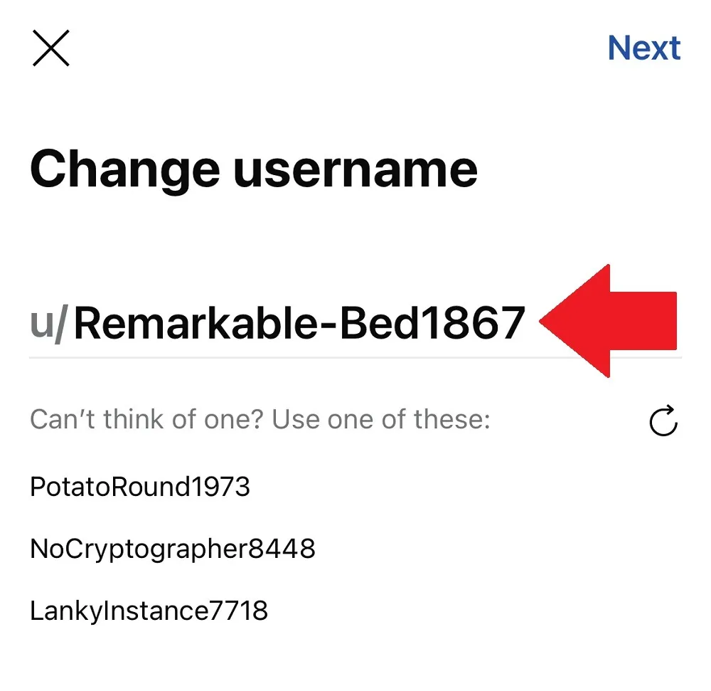 Modifica del nome utente di Reddit Mobile