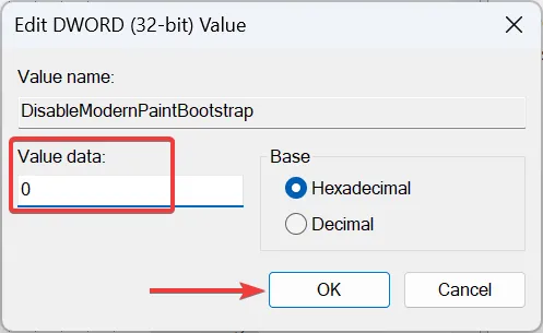 modificare i dati del valore per scaricare Classic Paint per Windows