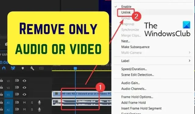Come rimuovere audio o video in Premiere Pro